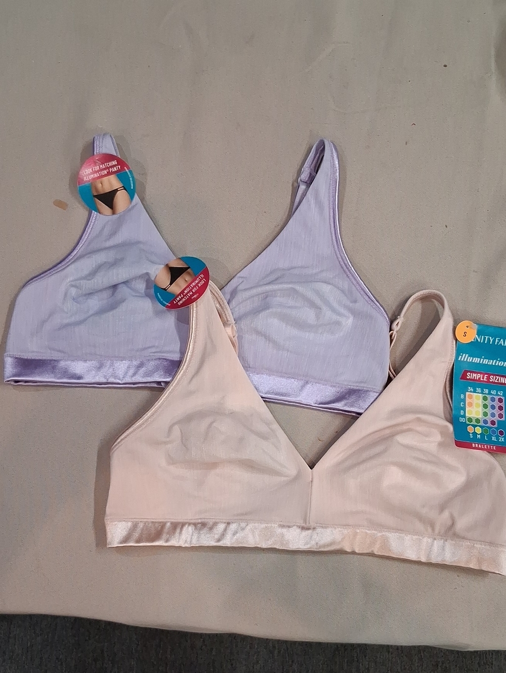 NWT Vanity Fair Illumination Wireless Bralette Velvet Trim Multi-Color Lot of 2